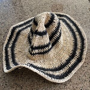 Striped Black and Cream Women's Sun Hat